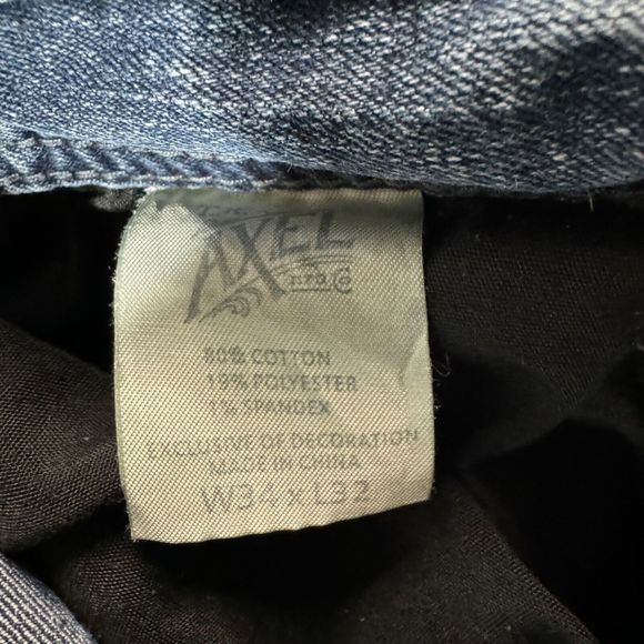 TK Axel Jeans Mens 34x32 Blue Straight Cut Denim Pants Thick Stitch Embroidered - Picture 7 of 13